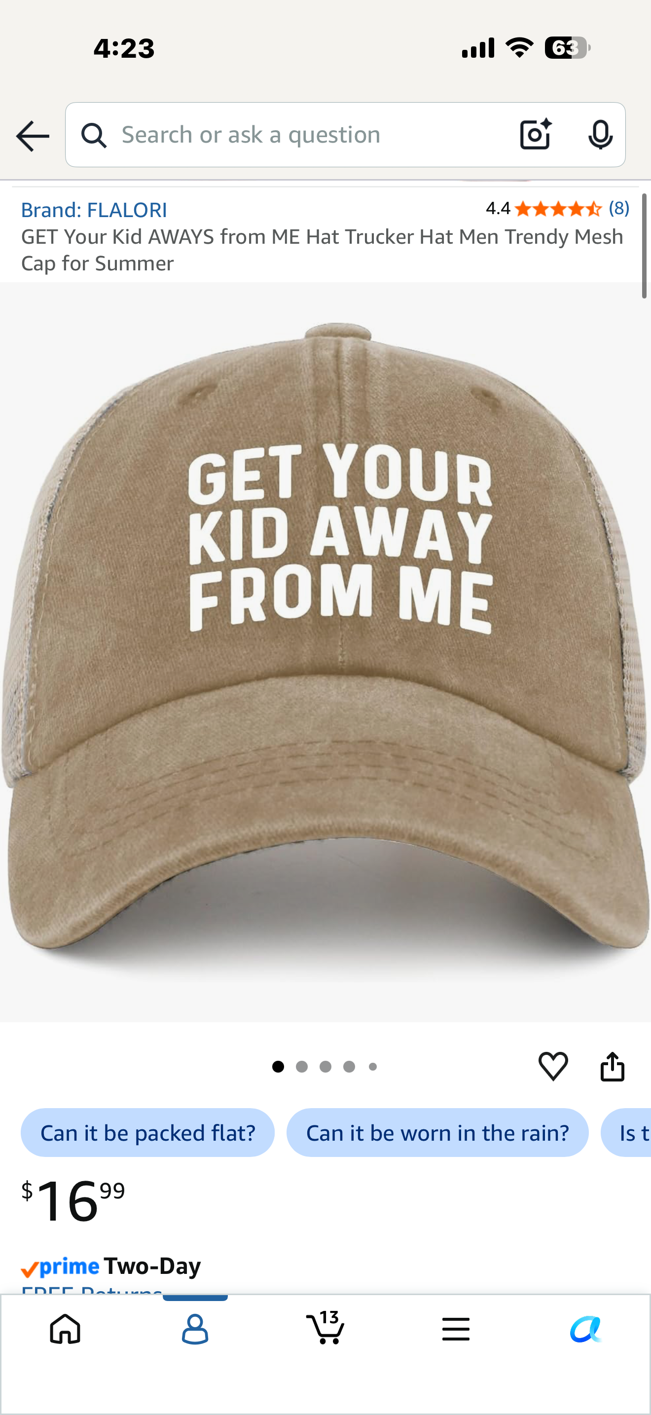 GET Your Kid AWAYS from ME Hat Trucker Hat Men Trendy Mesh Cap for Summer