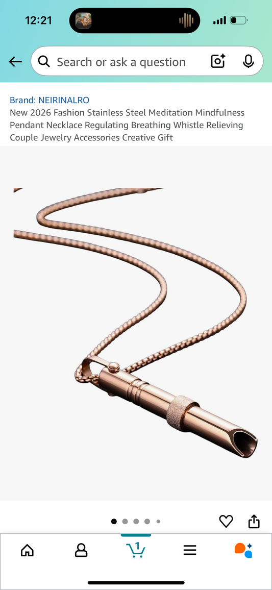 Breathing Necklace for Anxiety, Meditation Mindfulness Pendant Necklace Regulating Breathing Whistle Relieving Accessory Stainless Steel