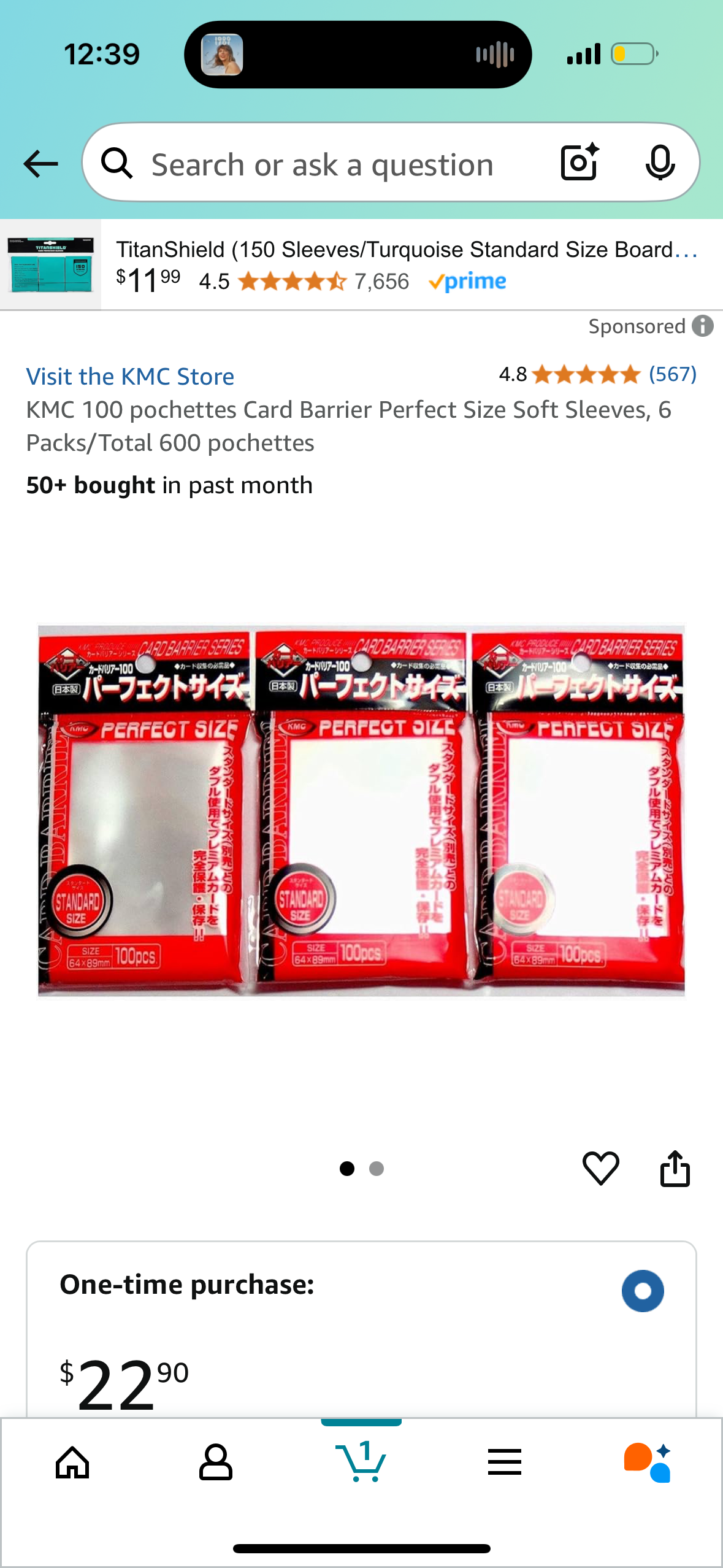 KMC 100 pochettes Card Barrier Perfect Size Soft Sleeves, 6 Packs/Total 600 pochettes