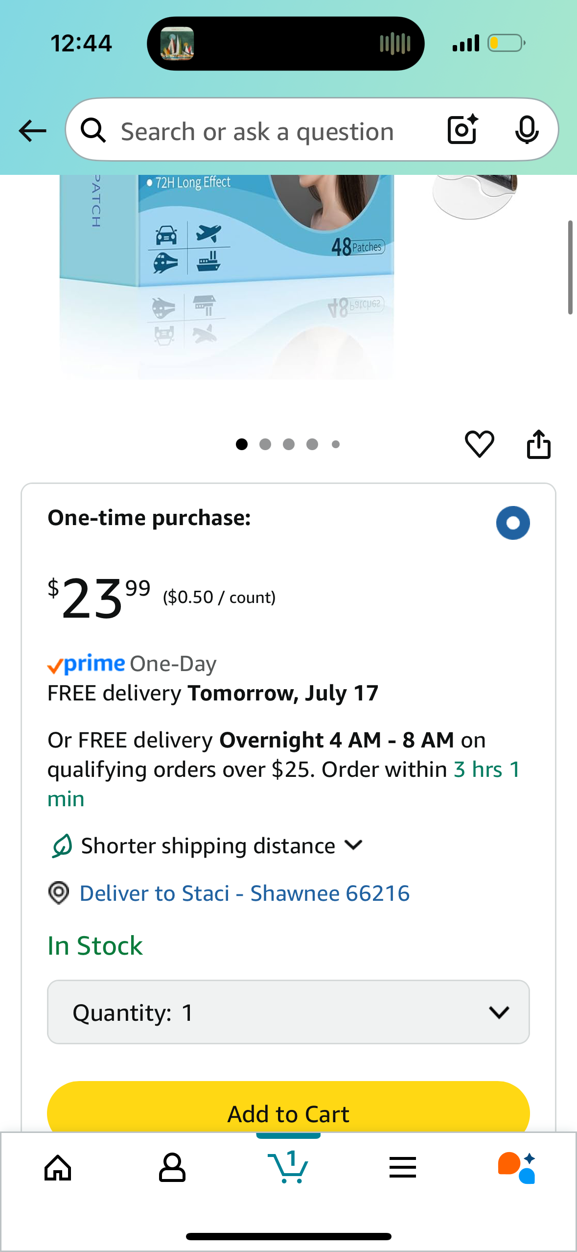 48 Counts Motion Sickness Patches & Sea Sickness Bands for The Relief of Nausea and Vertigo in Adults and Kids from Travel of Cars, Ships, Airplanes & Other Forms of Transport Movement