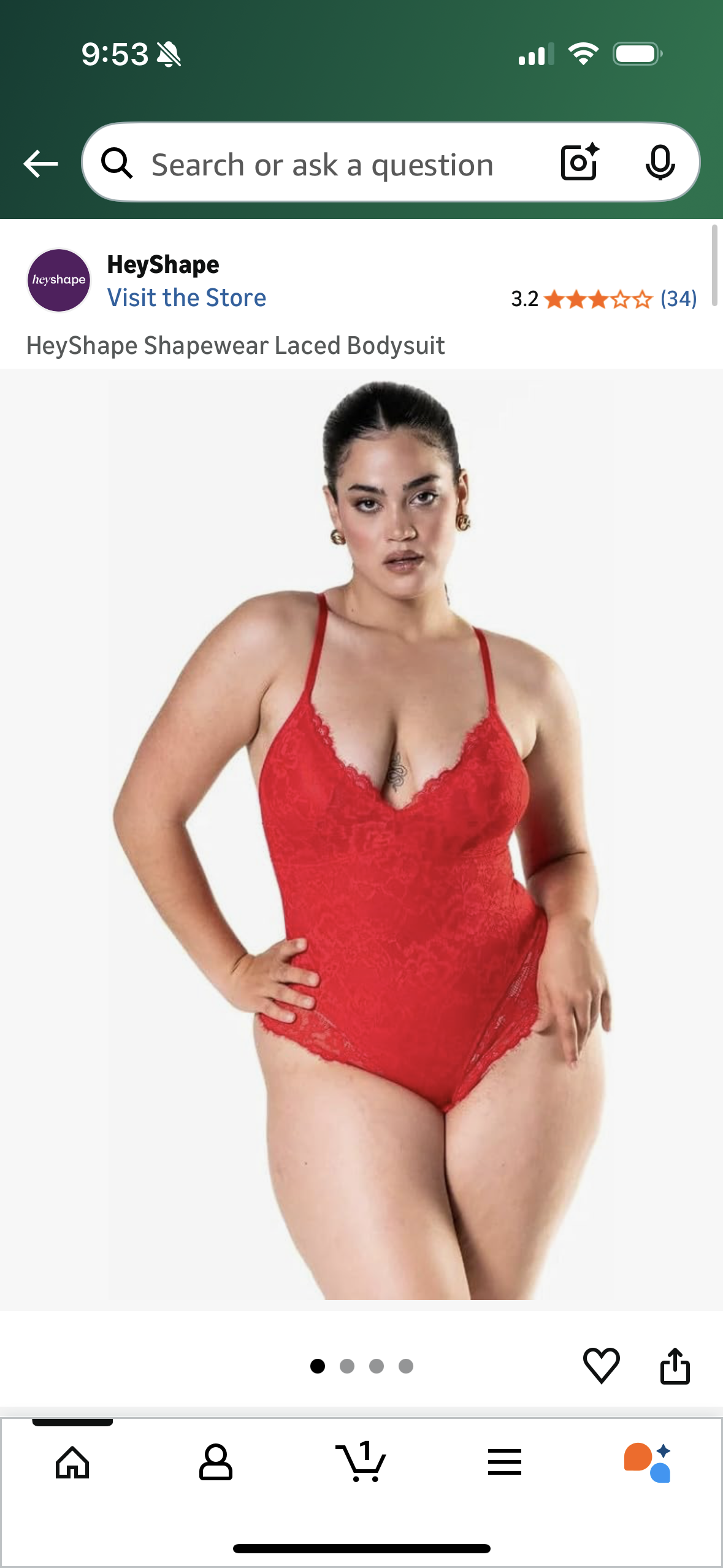 HeyShape Shapewear Laced Bodysuit (Size Large)