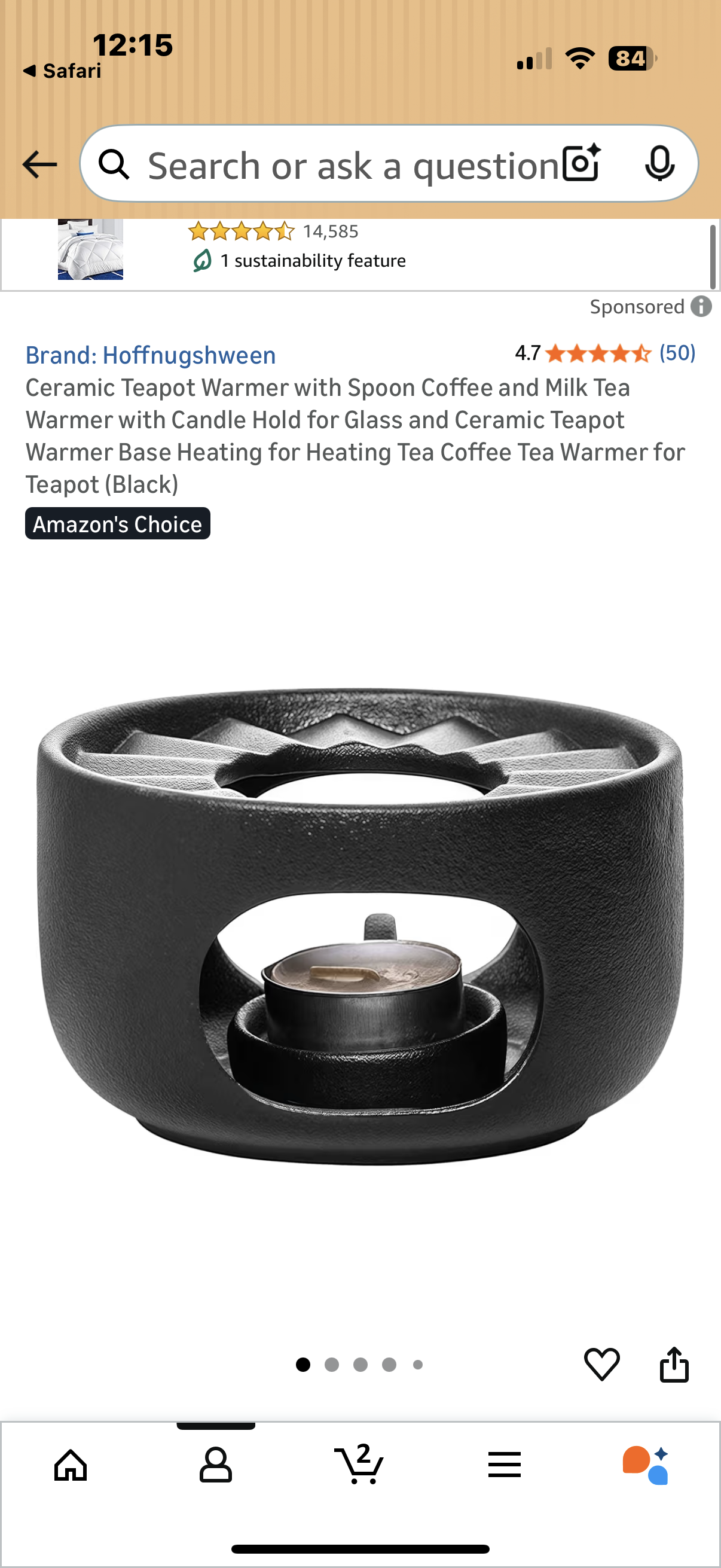 Ceramic Teapot Warmer with Spoon Coffee and Milk Tea Warmer with Candle Hold for Glass and Ceramic Teapot Warmer Base Heating for Heating Tea Coffee Tea Warmer for Teapot (Black)