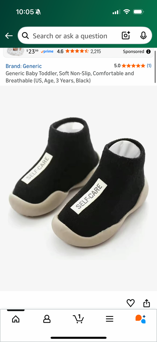 Generic Baby Toddler, Soft Non-Slip, Comfortable and Breathable (US, Age, 3 Years Black)