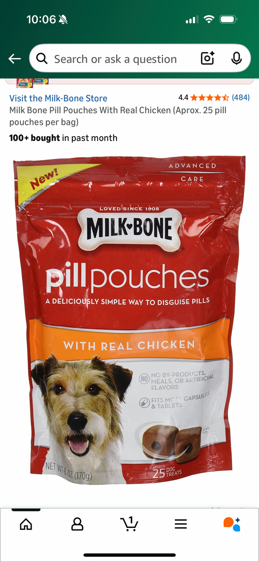 Milk Bone Pill Pouches With Real Chicken (Aprox. 25 pill pouches per bag)