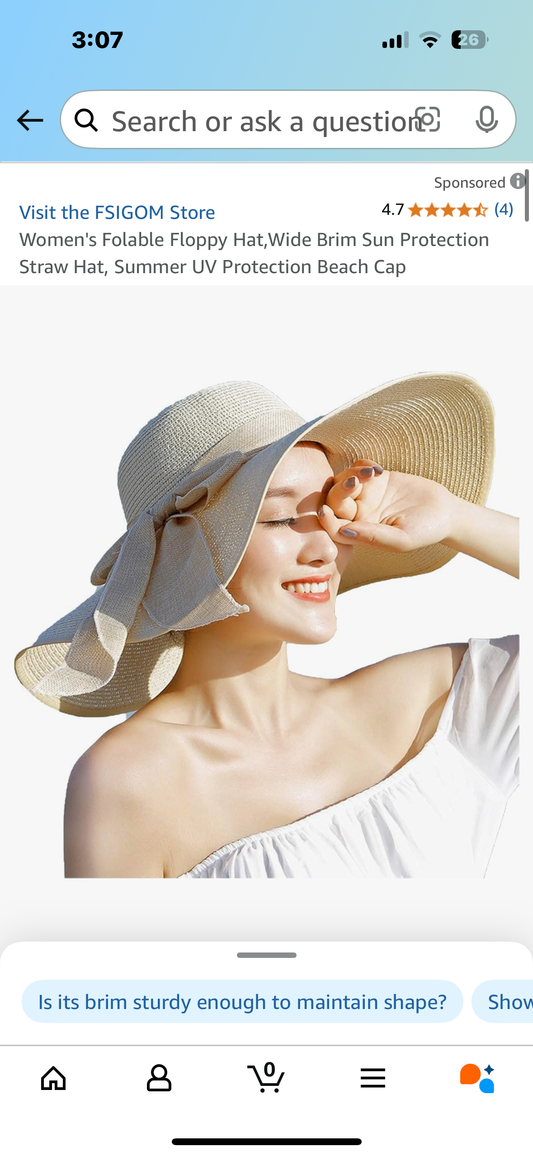 Women's Folable Floppy Hat,Wide Brim Sun Protection Straw Hat, Summer UV Protection Beach Cap
