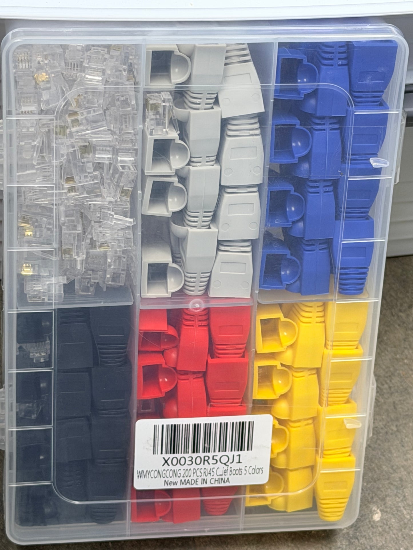 WMYCONGCONG 200 PCS RJ45 Connectors Cat6 RJ45 Ends Cat5e Cat5 Connectors 8P8C Connector Crimp Ends with RJ45 Strain Relief Boots 5 Colors