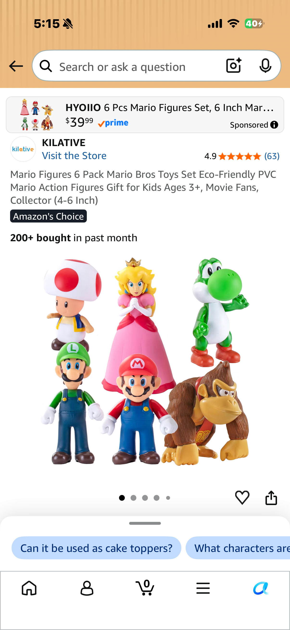 Mario Figures 6 Pack Mario Bros Toys Set Eco-Friendly PVC Mario Action Figures Gift for Kids Ages 3+, Movie Fans, Collector (4-6 Inch)