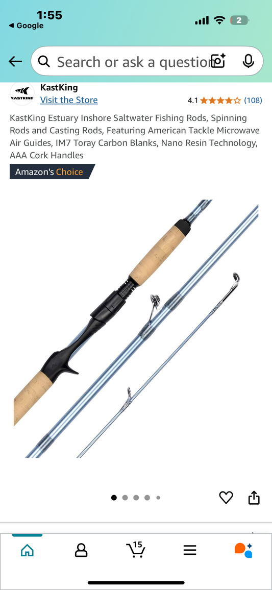 New - KastKing Estuary Inshore Saltwater Fishing Rod Featuring American Tackle Microwave Air Guides, IM7 Toray Carbon Blanks, Nano Resin Technology (W406)