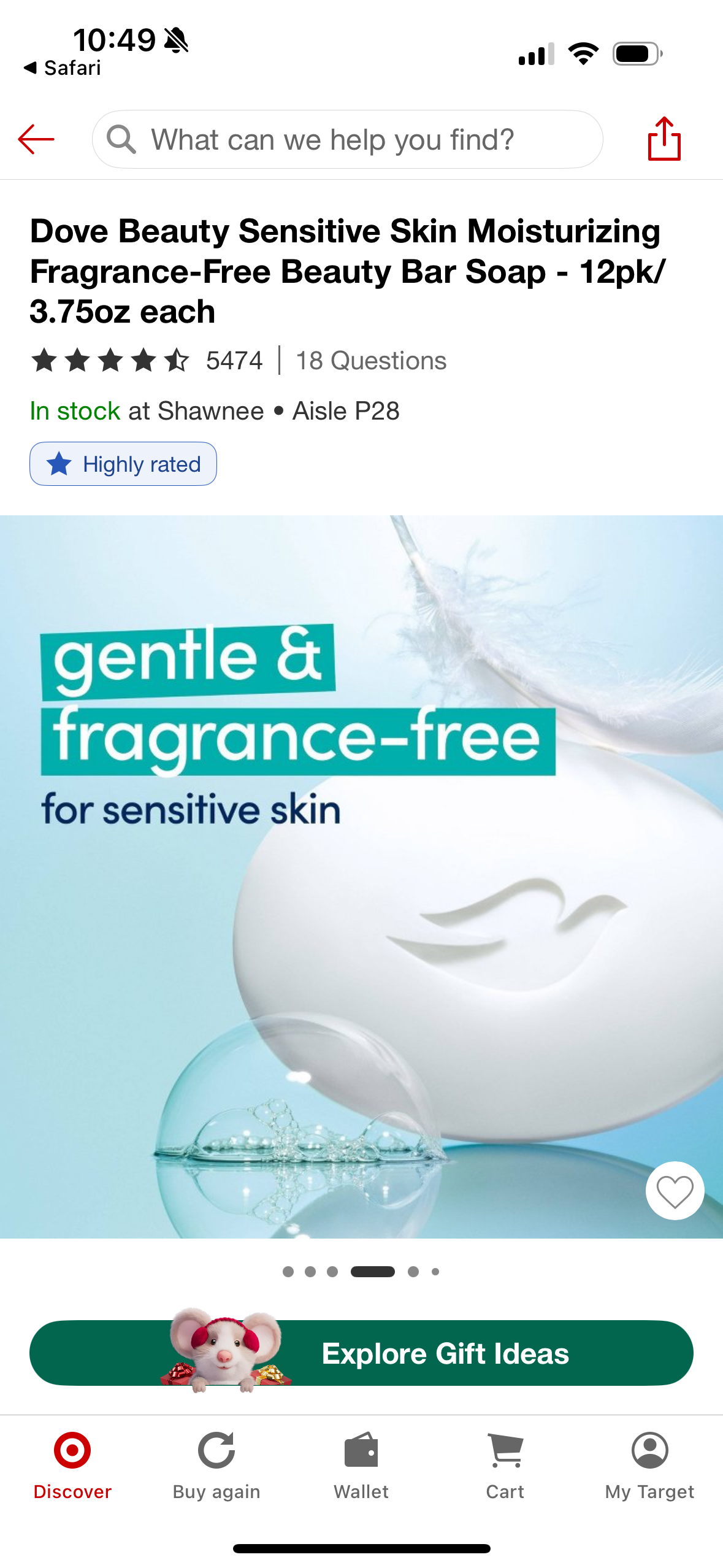 Dove Beauty Sensitive Skin Moisturizing Fragrance-Free Beauty Bar Soap - *14 PACK/ 3.75oz each