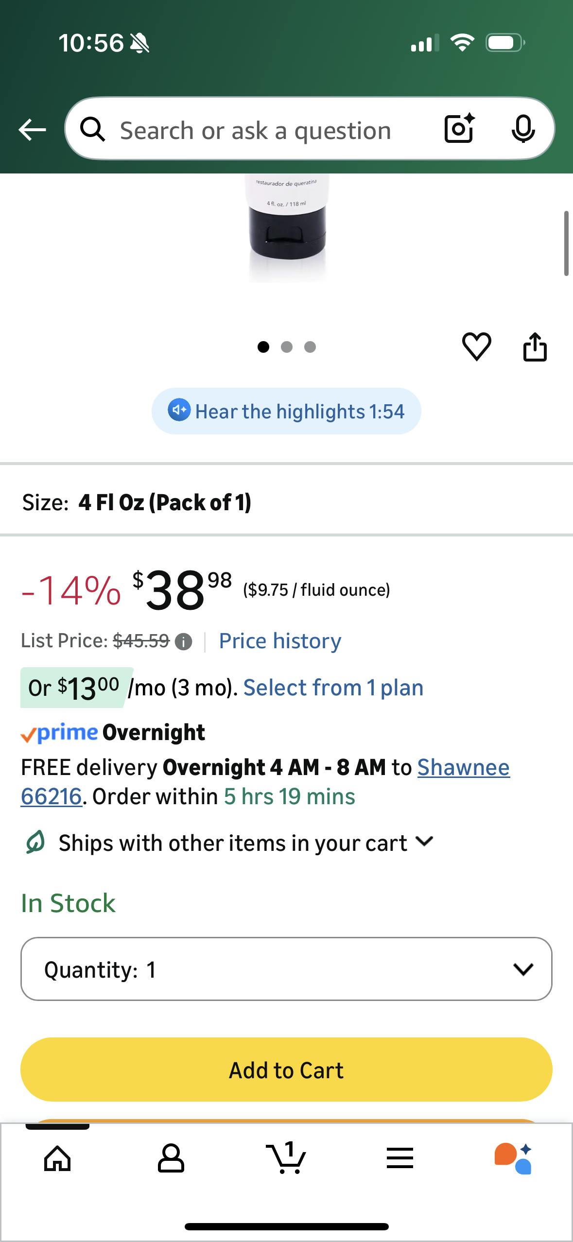 Keratin Complex Infusion Keratin Replenisher Blow Dry Cream -4 Fl Oz (Pack of 1)