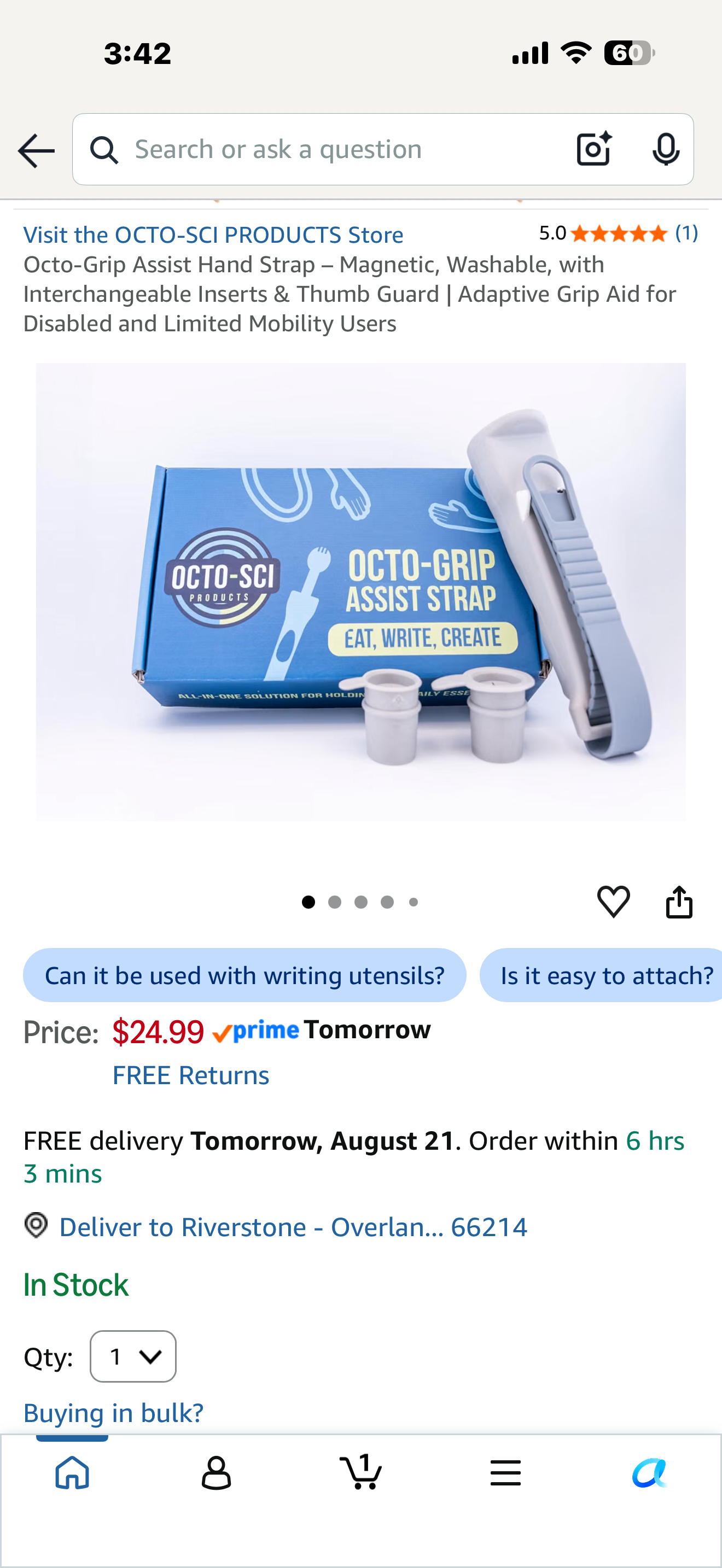 Octo-Grip Assist Hand Strap – Magnetic, Washable, with Interchangeable Inserts & Thumb Guard | Adaptive Grip Aid for Disabled and Limited Mobility Users