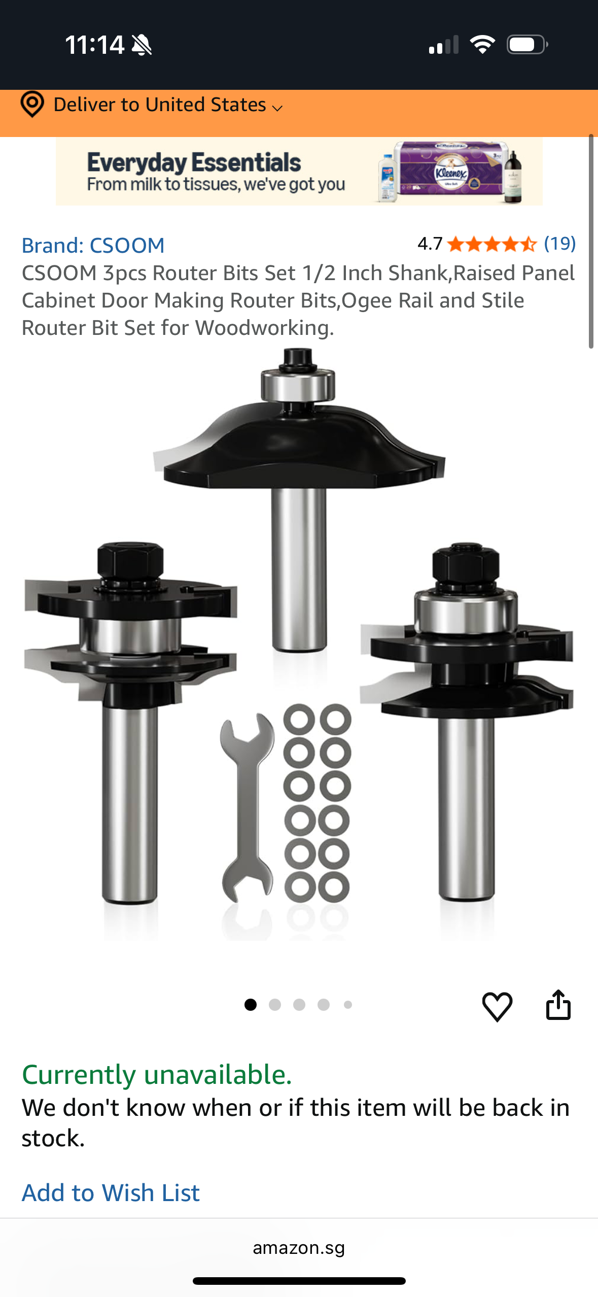 CSOOM 3pcs Router Bits Set 1/2 Inch Shank,Raised Panel Cabinet Door Making Router Bits,Ogee Rail and Stile Router Bit Set for Woodworking.