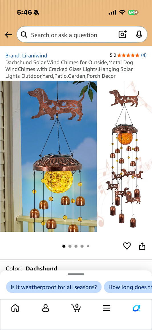 Solar Wind Chimes for Outside,Metal Dog WindChimes with Cracked Glass Lights,Hanging Solar Lights Outdoor,Yard,Patio,Garden,Porch Decor