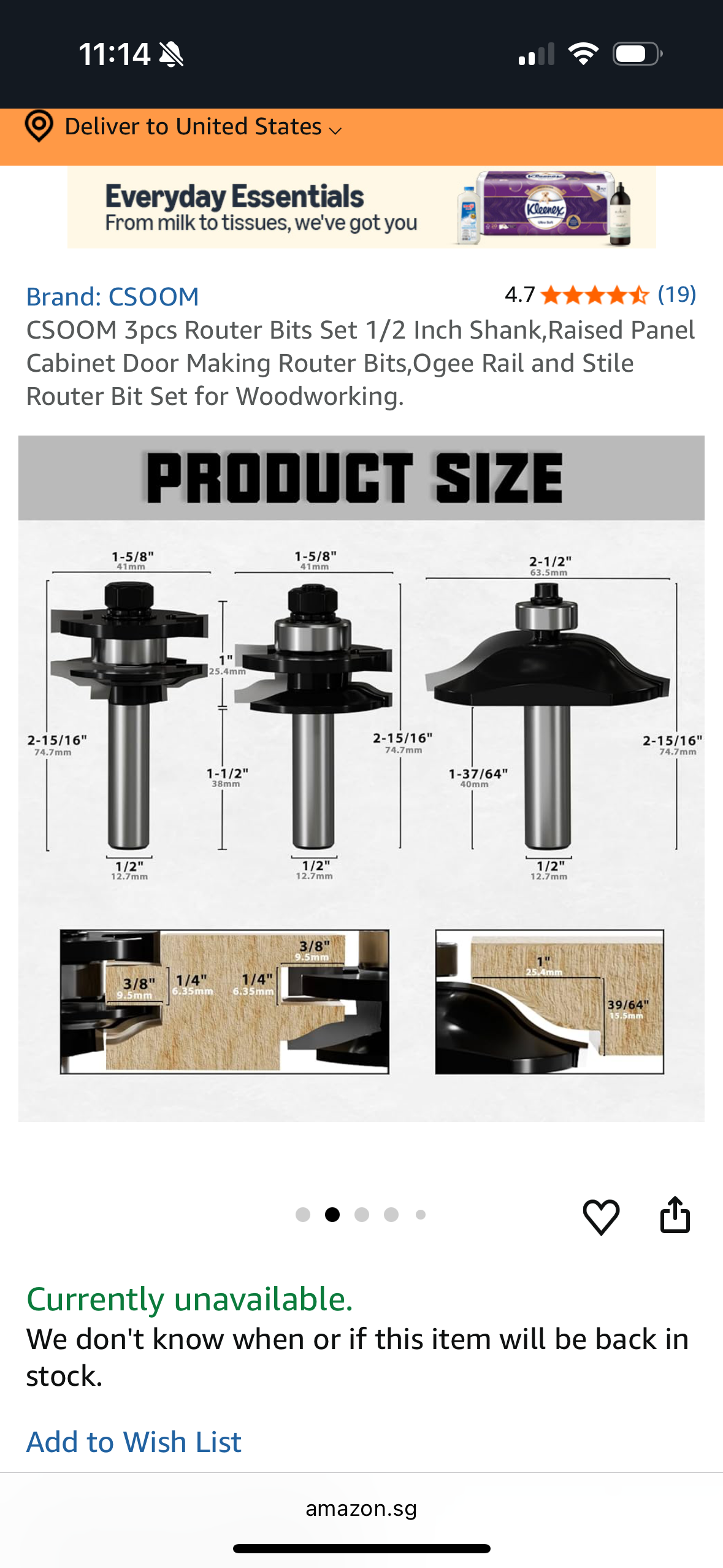 CSOOM 3pcs Router Bits Set 1/2 Inch Shank,Raised Panel Cabinet Door Making Router Bits,Ogee Rail and Stile Router Bit Set for Woodworking.