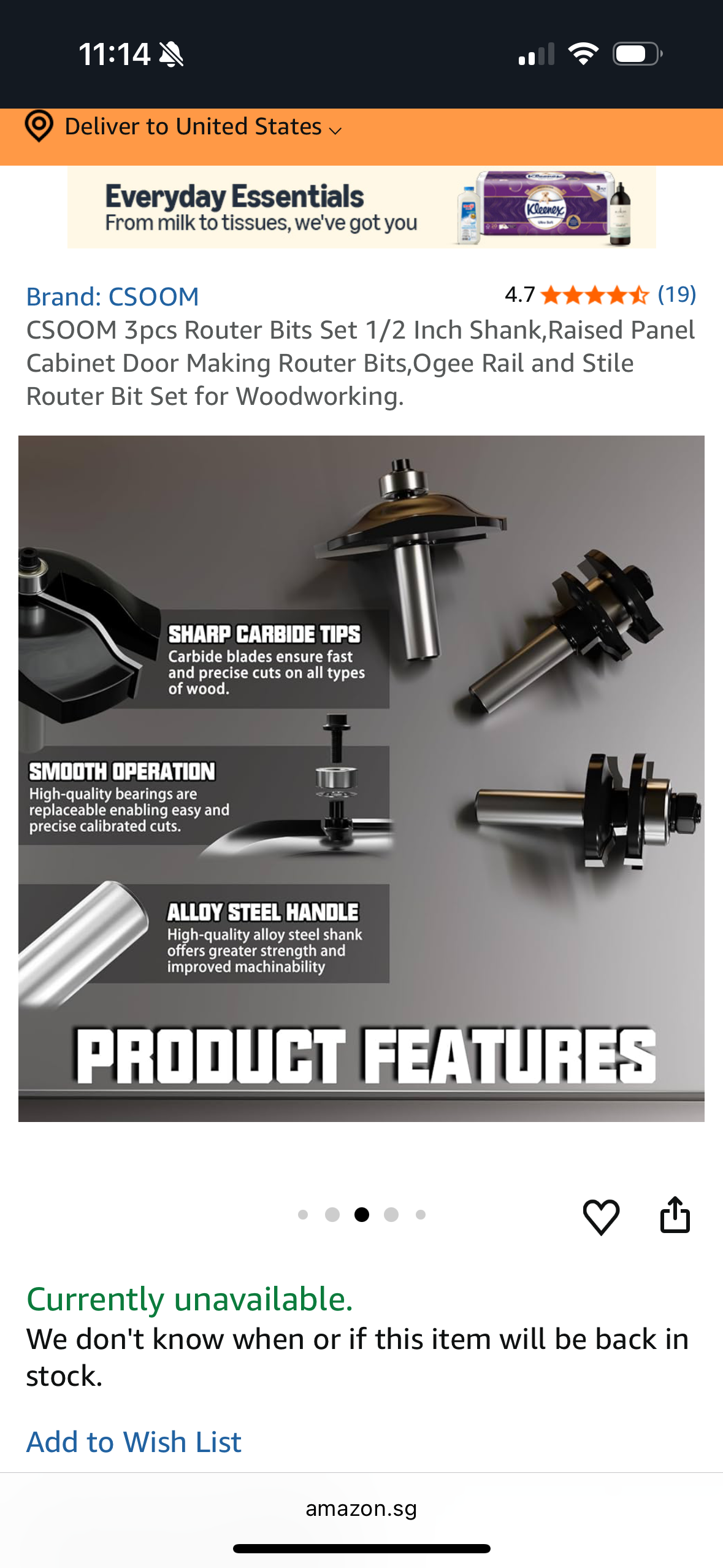 CSOOM 3pcs Router Bits Set 1/2 Inch Shank,Raised Panel Cabinet Door Making Router Bits,Ogee Rail and Stile Router Bit Set for Woodworking.