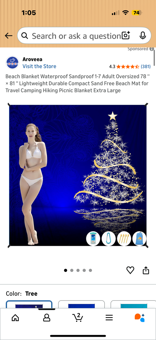 Beach Blanket Waterproof Sandproof 1-7 Adult Oversized 78 '' × 81 '' Lightweight Durable Compact Sand Free Beach Mat for Travel Camping Hiking Picnic Blanket Extra Large