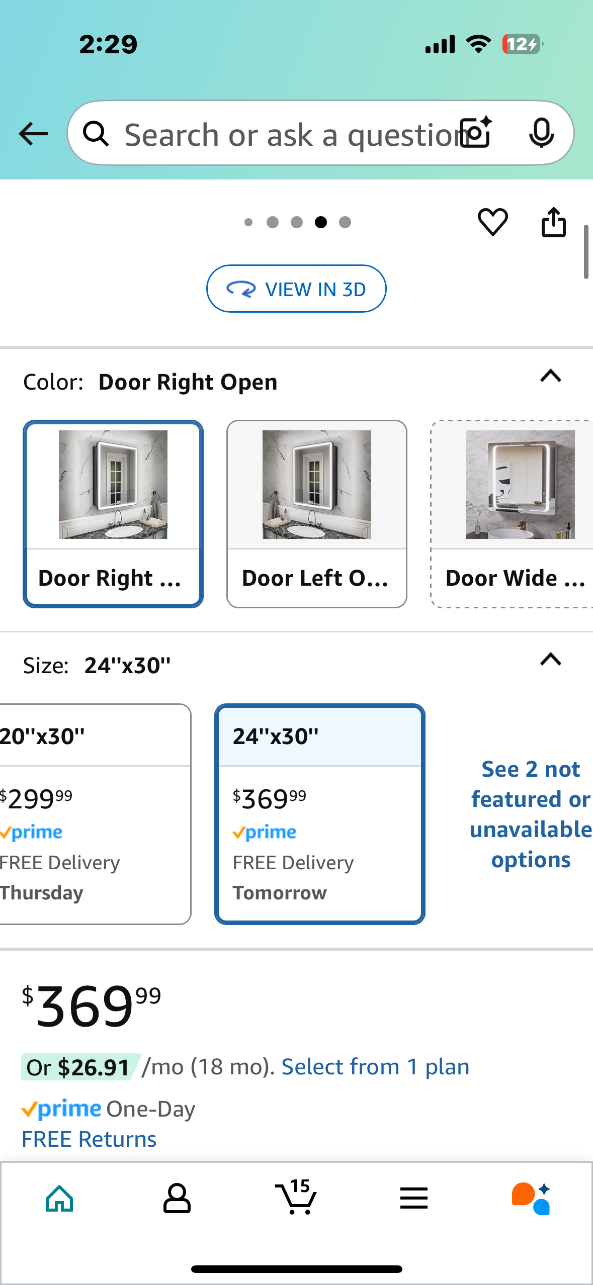 New - Lighted Medicine Cabinet 24”x30”, Sand Black Frame, 3 Color Dimmable LED (B913)