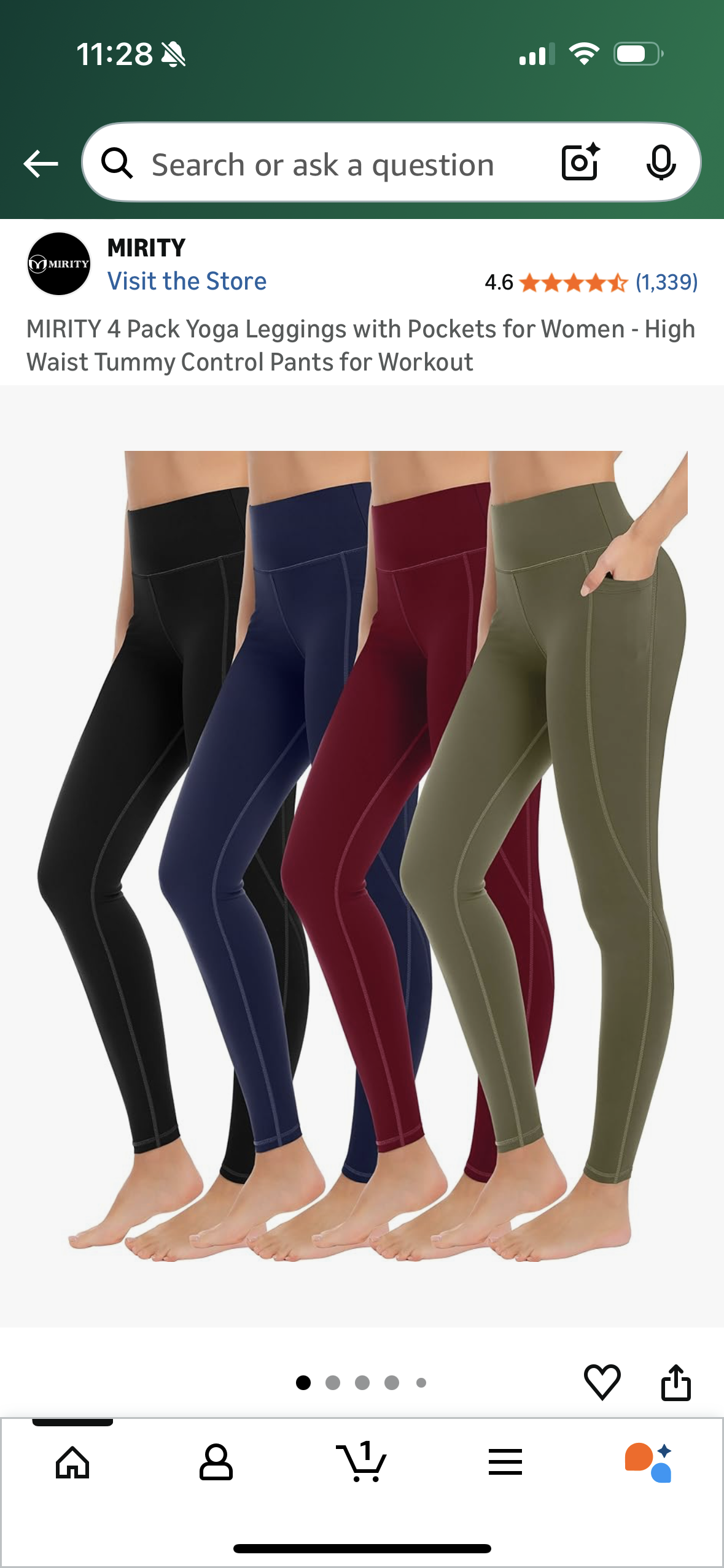 4 Pack Yoga Leggings with Pockets for Women - High Waist Tummy Control Pants for Workout (Size Small)