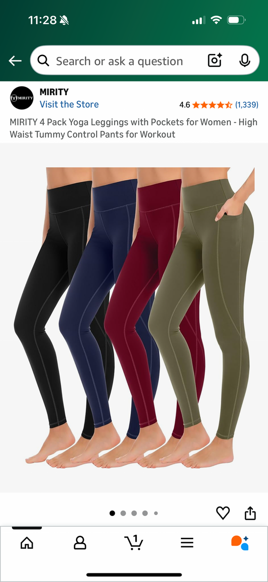 4 Pack Yoga Leggings with Pockets for Women - High Waist Tummy Control Pants for Workout (Size Small)