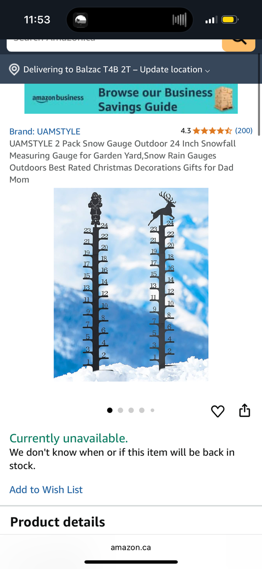 2 Pack Snow Gauge Outdoor 24 Inch Snowfall Measuring Gauge for Garden Yard,Snow Rain Gauges Outdoors Best Rated Christmas Decorations