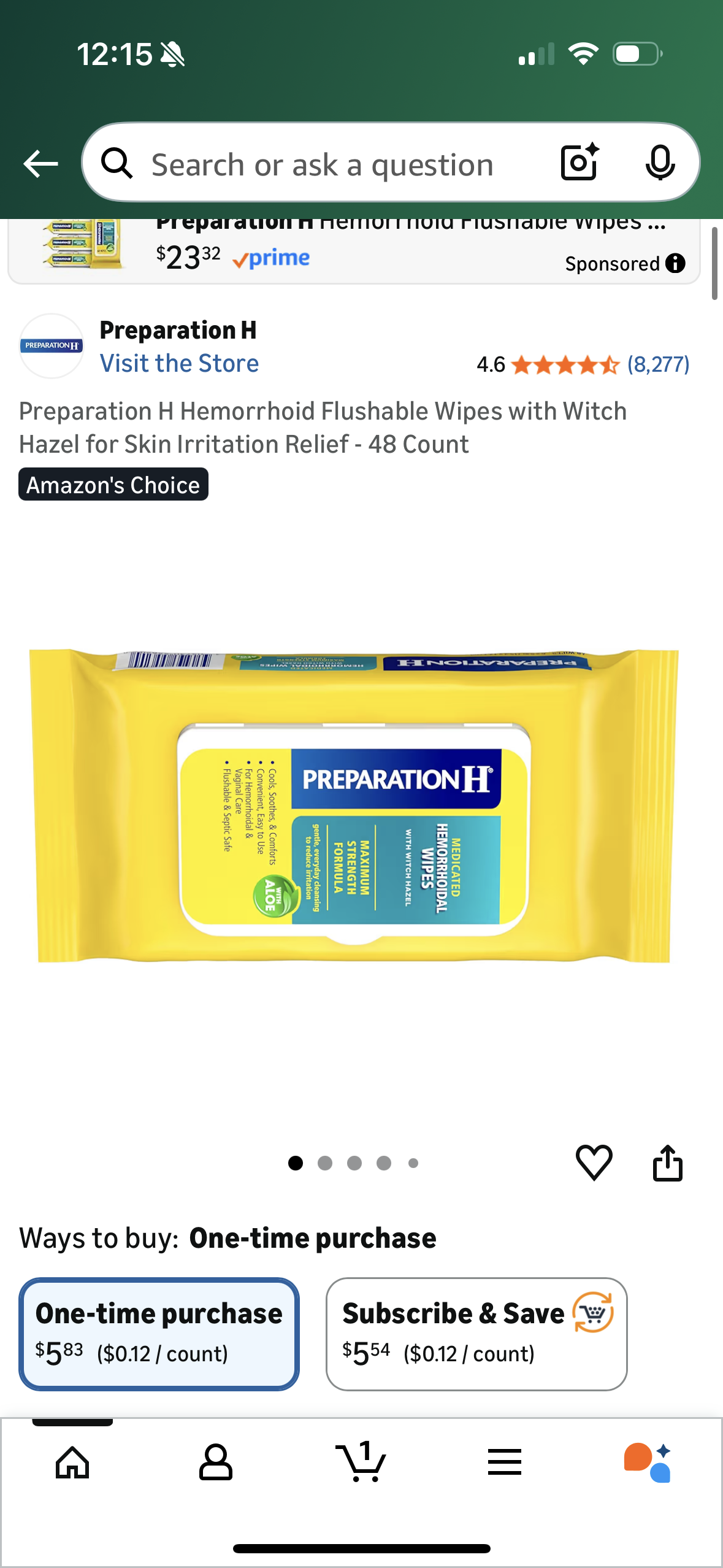 ‼️2 for $5‼️ Preparation H Hemorrhoid Flushable Wipes with Witch Hazel for Skin Irritation Relief - 48 Count