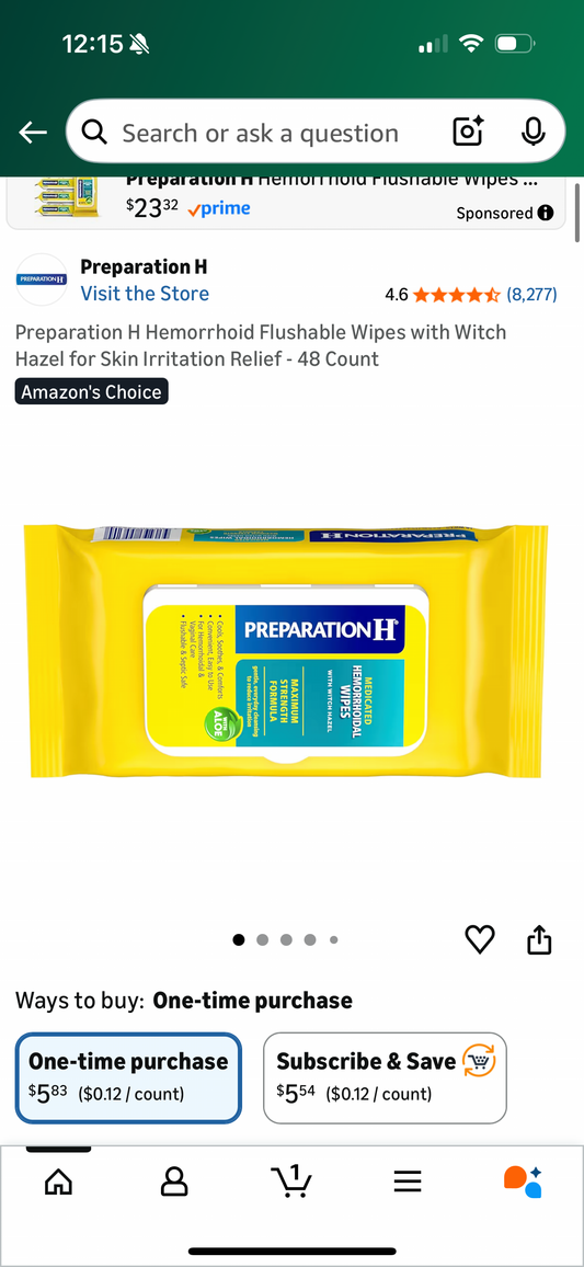 ‼️2 for $5‼️ Preparation H Hemorrhoid Flushable Wipes with Witch Hazel for Skin Irritation Relief - 48 Count