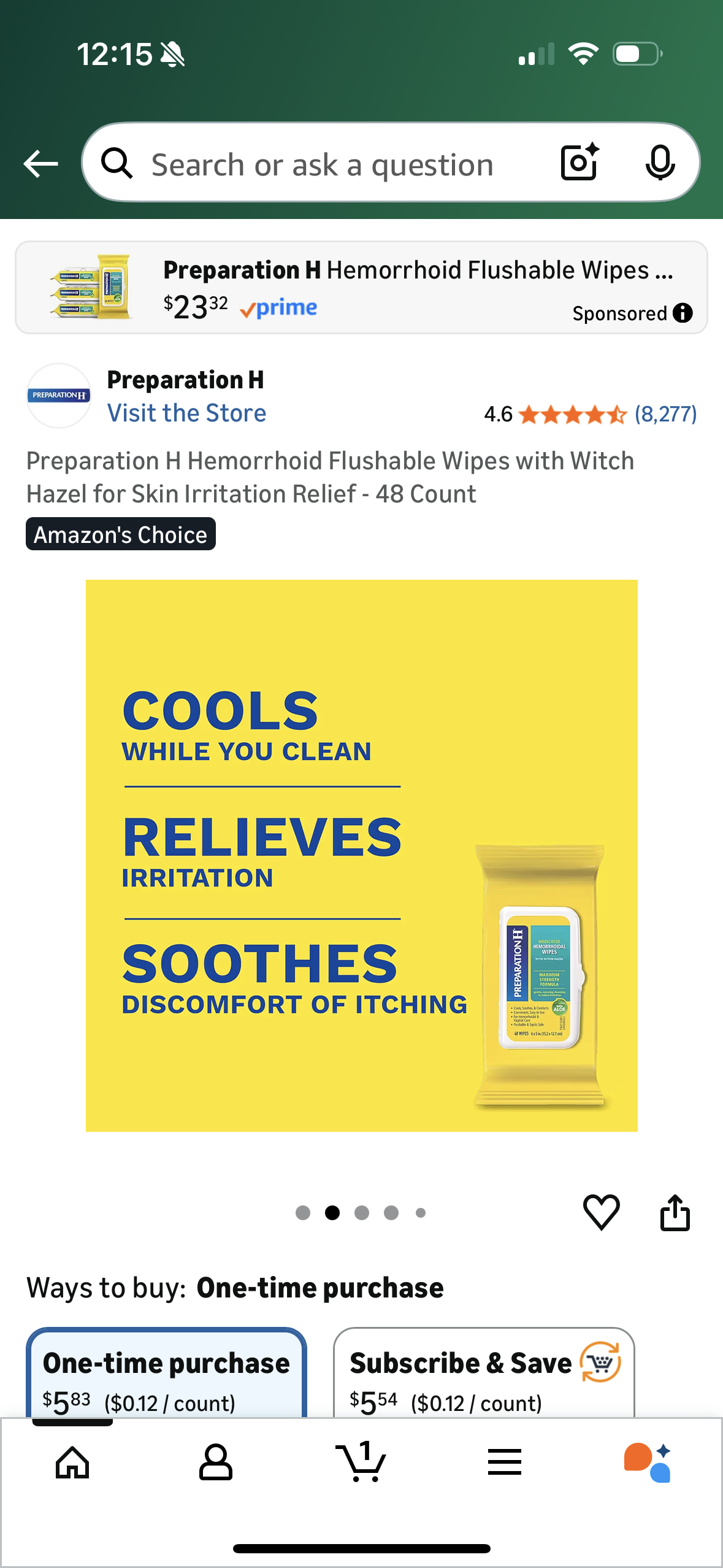 ‼️2 for $5‼️ Preparation H Hemorrhoid Flushable Wipes with Witch Hazel for Skin Irritation Relief - 48 Count