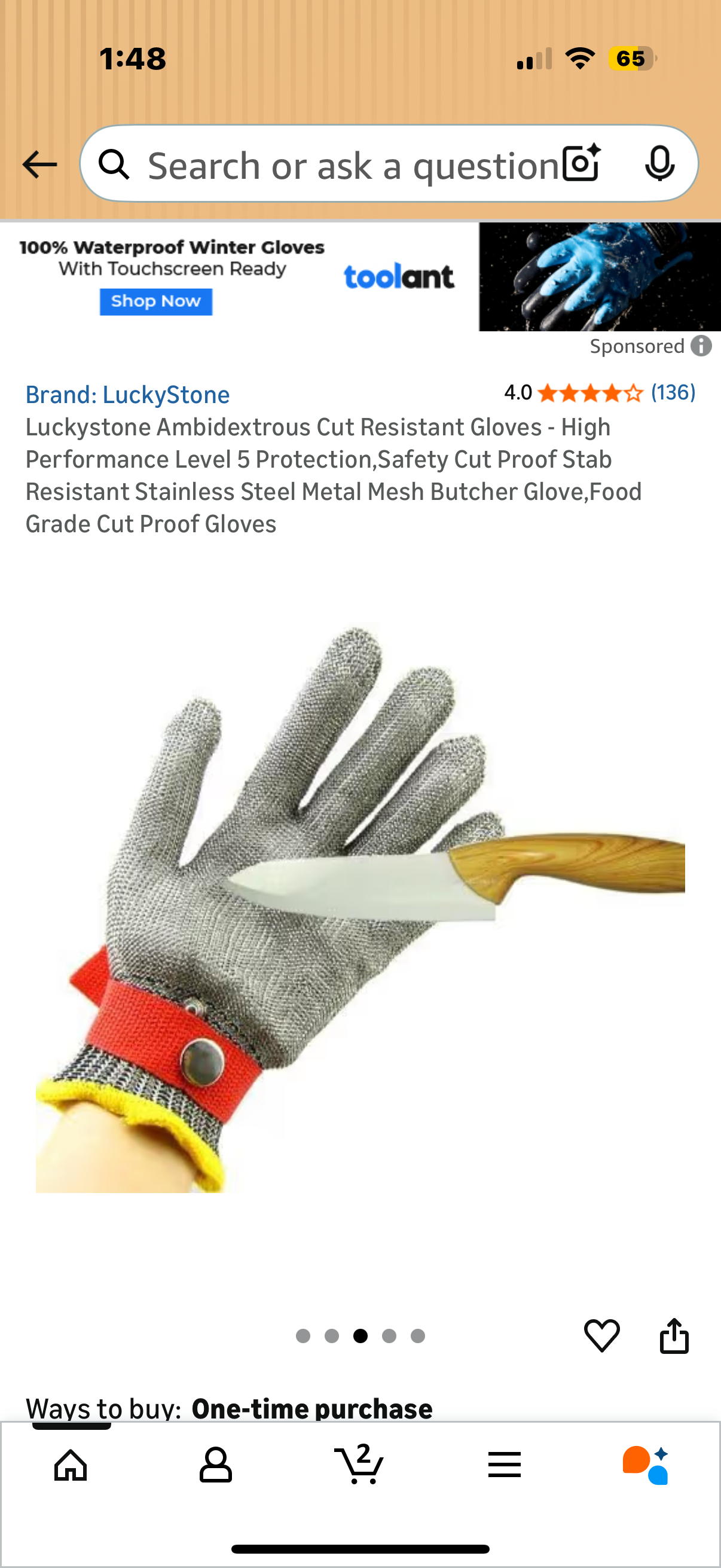 Luckystone Ambidextrous Cut Resistant Gloves - High Performance Level 5 Protection,Safety Cut Proof Stab Resistant Stainless Steel Metal Mesh Butcher Glove,Food Grade Cut Proof Gloves