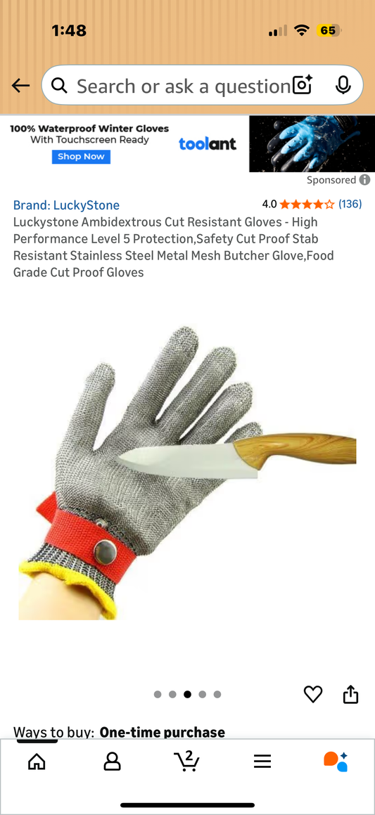 Luckystone Ambidextrous Cut Resistant Gloves - High Performance Level 5 Protection,Safety Cut Proof Stab Resistant Stainless Steel Metal Mesh Butcher Glove,Food Grade Cut Proof Gloves