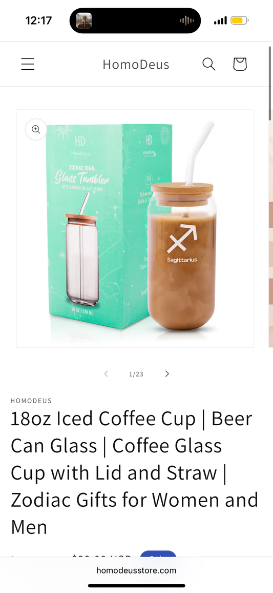 18oz Iced Coffee Cup | Beer Can Glass | Coffee Glass Cup with Lid and Straw | Aries Zodiac Gifts for Women and Men (Packaging May Vary)