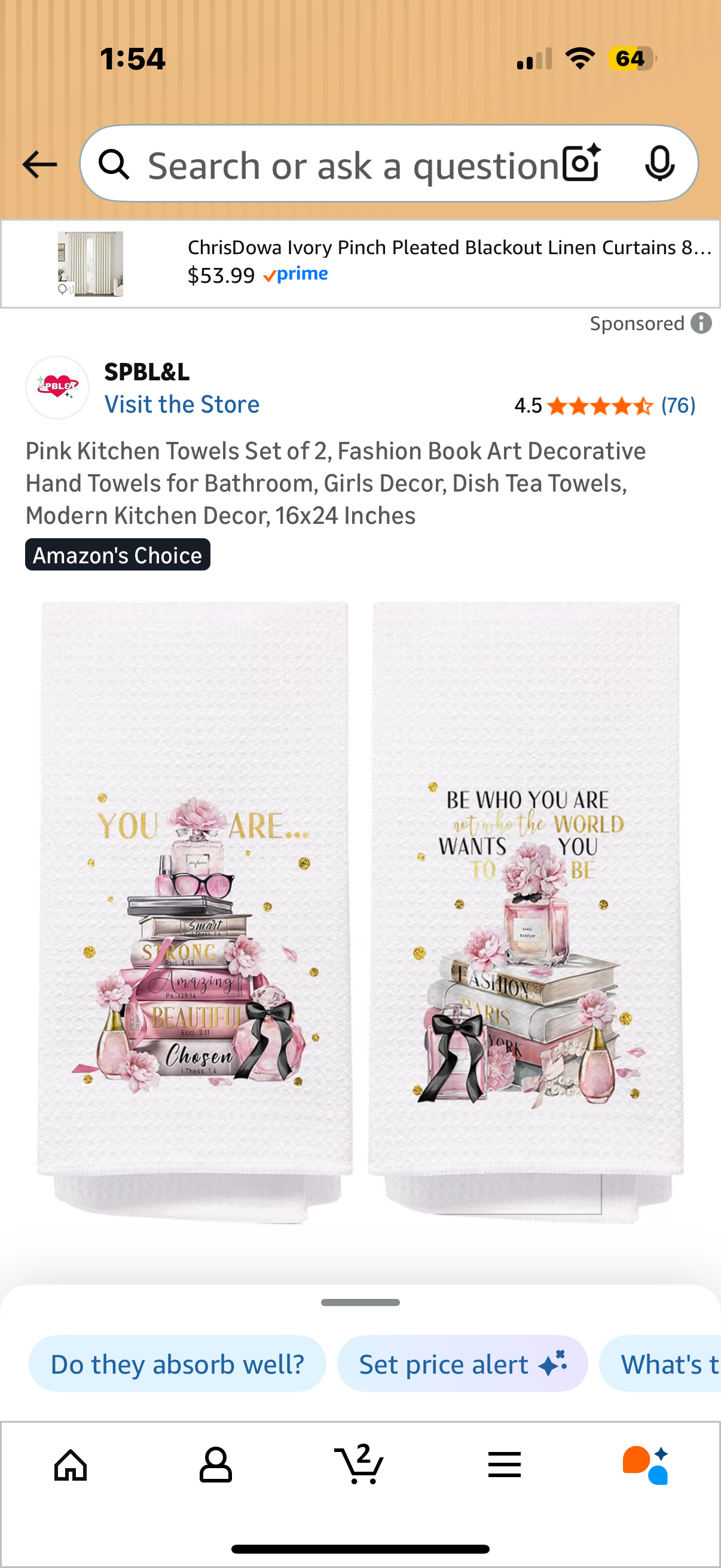 Pink Kitchen Towels Set of 2, Fashion Book Art Decorative Hand Towels for Bathroom, Girls Decor, Dish Tea Towels, Modern Kitchen Decor, 16x24 Inches