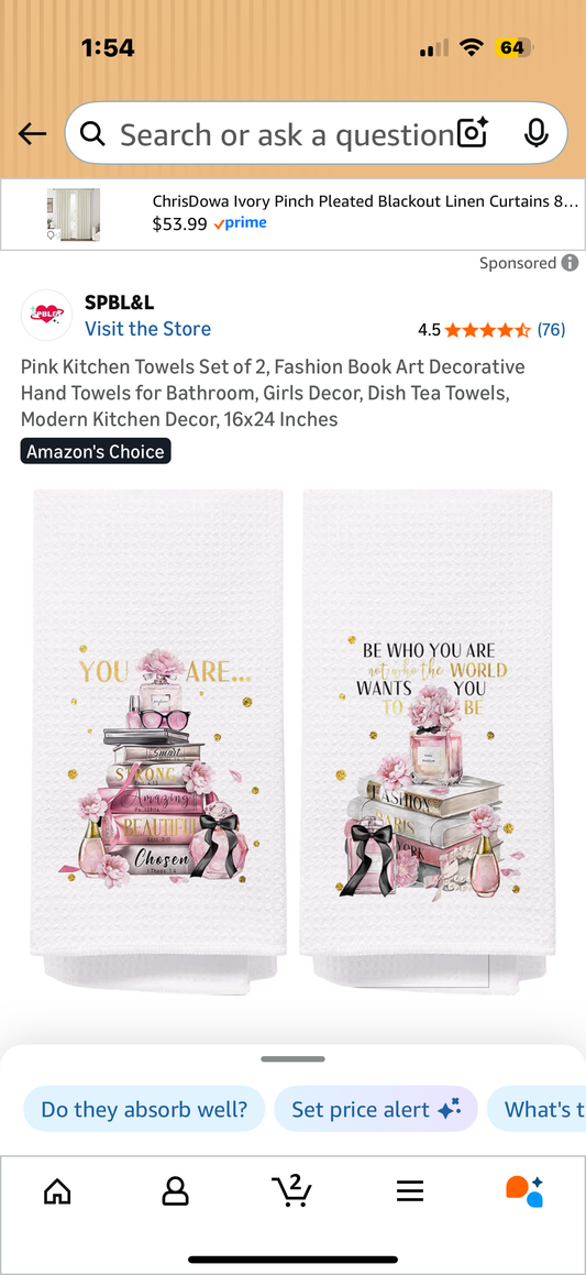Pink Kitchen Towels Set of 2, Fashion Book Art Decorative Hand Towels for Bathroom, Girls Decor, Dish Tea Towels, Modern Kitchen Decor, 16x24 Inches