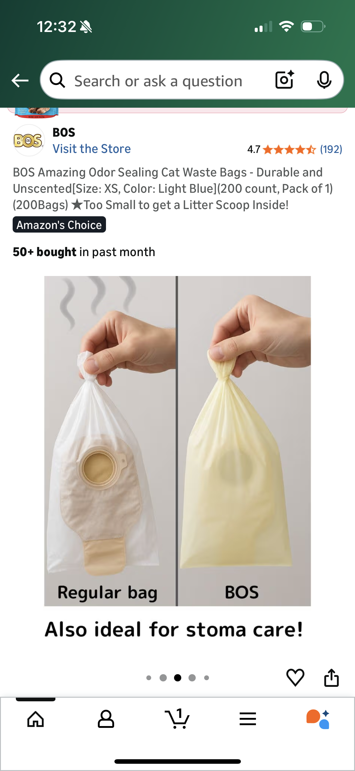 BOS Amazing Odor Sealing Cat Waste Bags - Durable and Unscented[Size: XS, Color: Light Blue](200 count, Pack of 1) (200Bags) ★Too Small to get a Litter Scoop Inside!