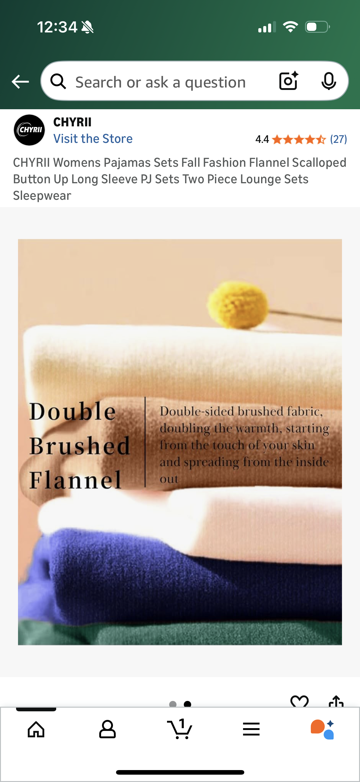 Womens Pajamas Sets Flannel Scalloped Button Up Long Sleeve PJ Sets Two Piece Lounge Sets (Size Large)