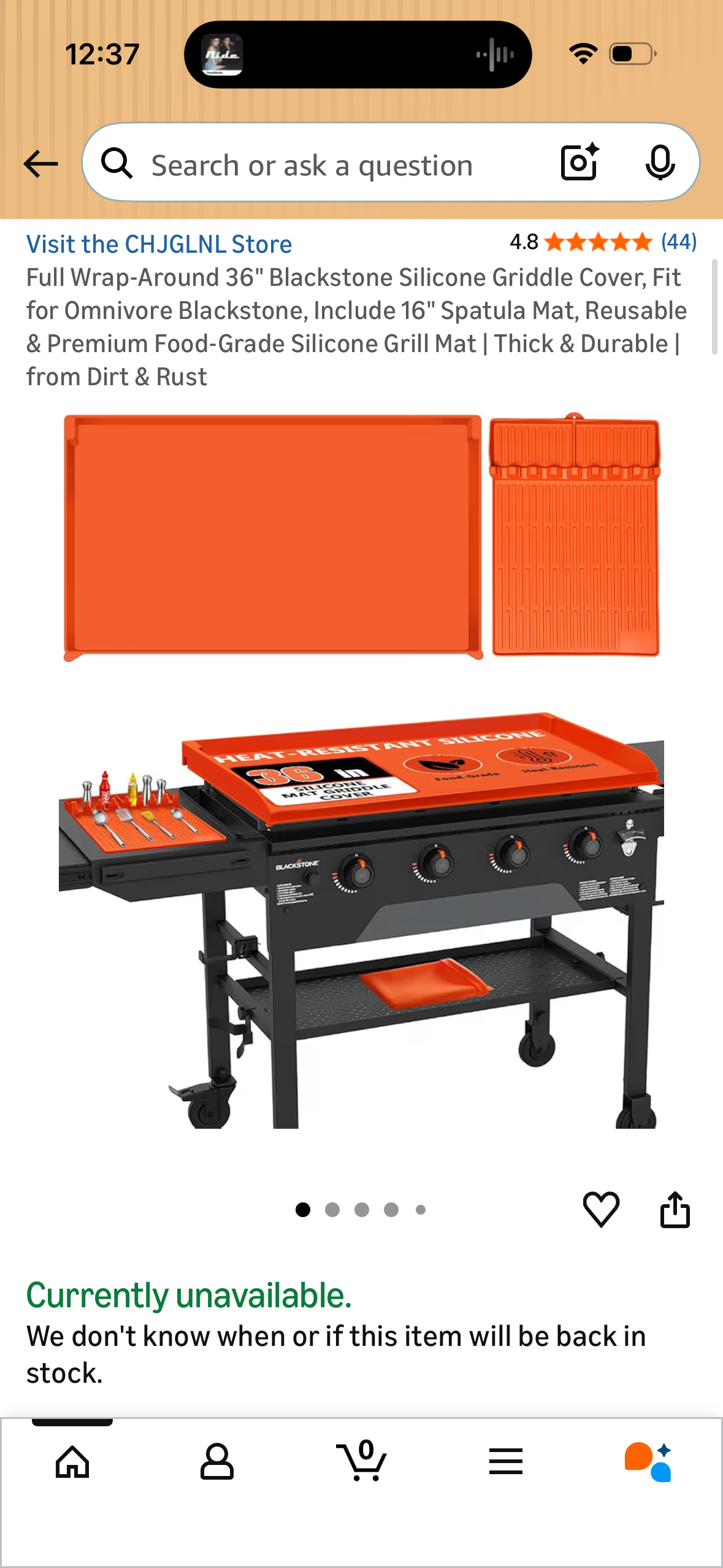 Full Wrap-Around 36" Blackstone Silicone Griddle Cover, Fit for Omnivore Blackstone, Include 16" Spatula Mat, Reusable & Premium Food-Grade Silicone Grill Mat | Thick & Durable | from Dirt & Rust