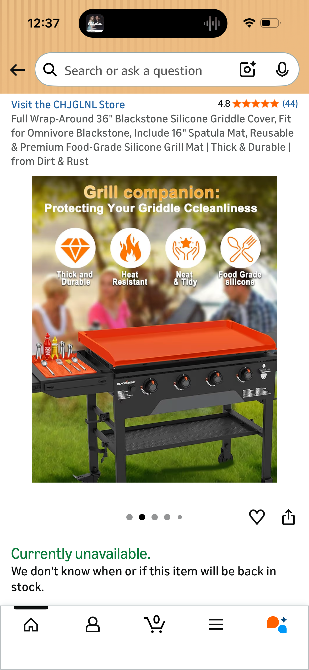 Full Wrap-Around 36" Blackstone Silicone Griddle Cover, Fit for Omnivore Blackstone, Include 16" Spatula Mat, Reusable & Premium Food-Grade Silicone Grill Mat | Thick & Durable | from Dirt & Rust