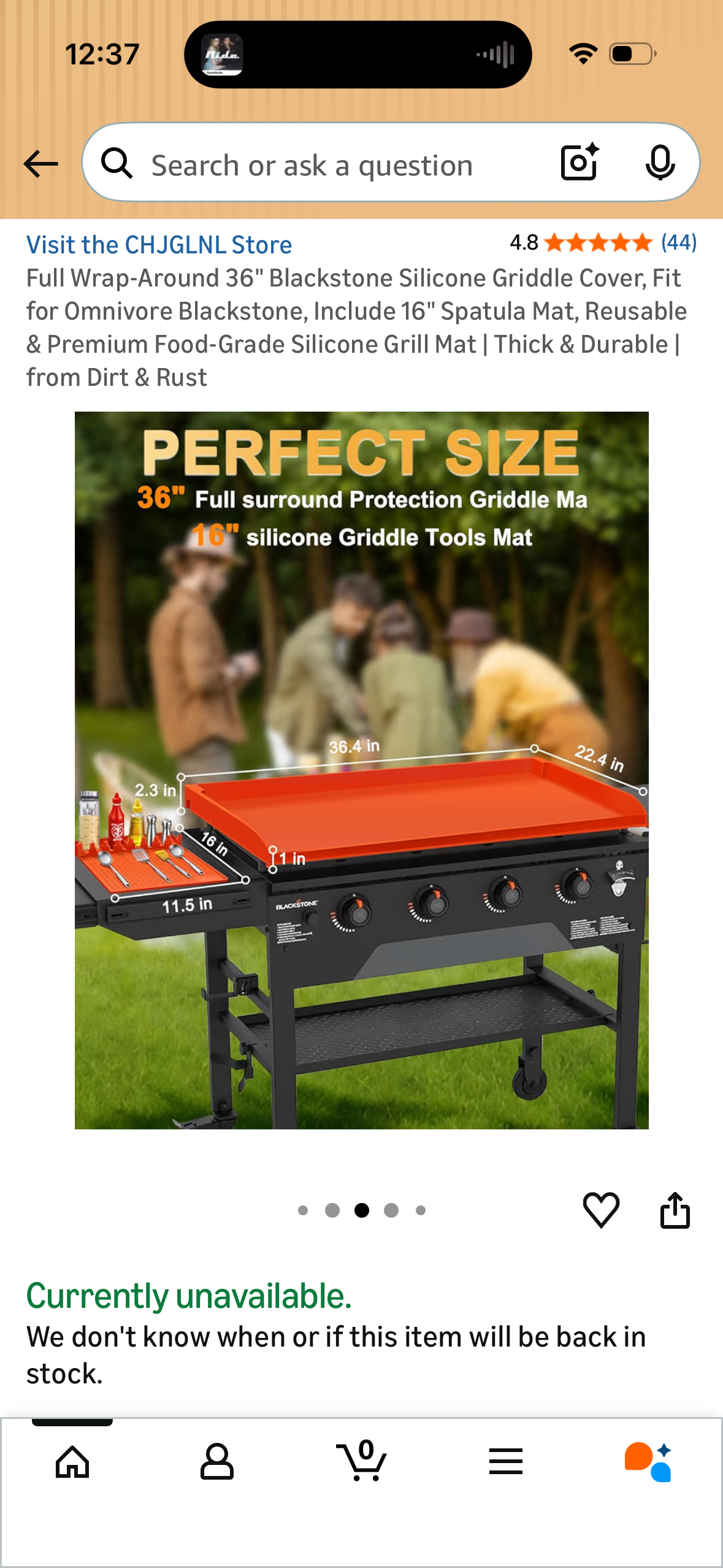 Full Wrap-Around 36" Blackstone Silicone Griddle Cover, Fit for Omnivore Blackstone, Include 16" Spatula Mat, Reusable & Premium Food-Grade Silicone Grill Mat | Thick & Durable | from Dirt & Rust