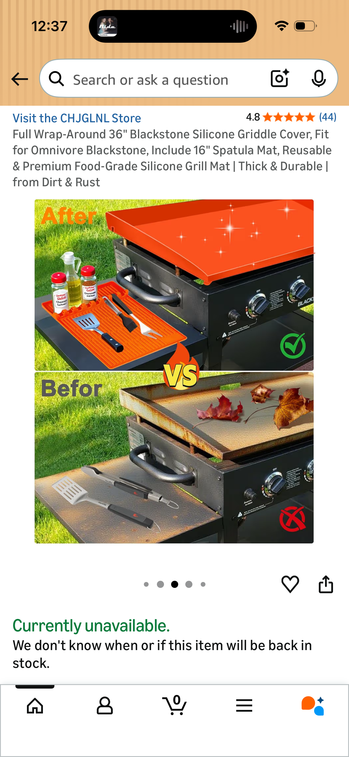 Full Wrap-Around 36" Blackstone Silicone Griddle Cover, Fit for Omnivore Blackstone, Include 16" Spatula Mat, Reusable & Premium Food-Grade Silicone Grill Mat | Thick & Durable | from Dirt & Rust