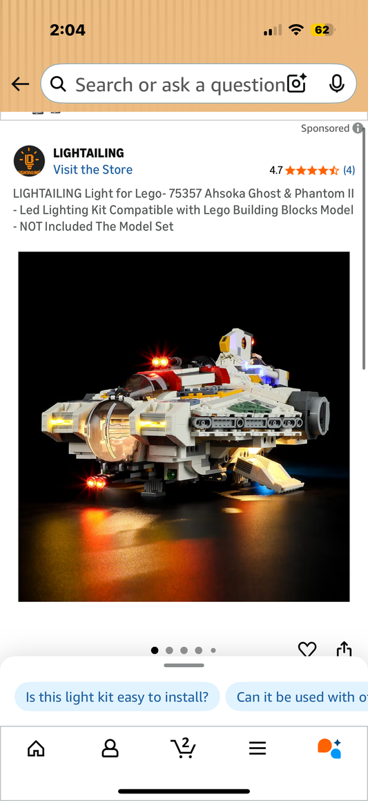 LIGHTAILING Light for Lego- 75357 Ahsoka Ghost & Phantom II - Led Lighting Kit Compatible with Lego Building Blocks Model - NOT Included The Model Set