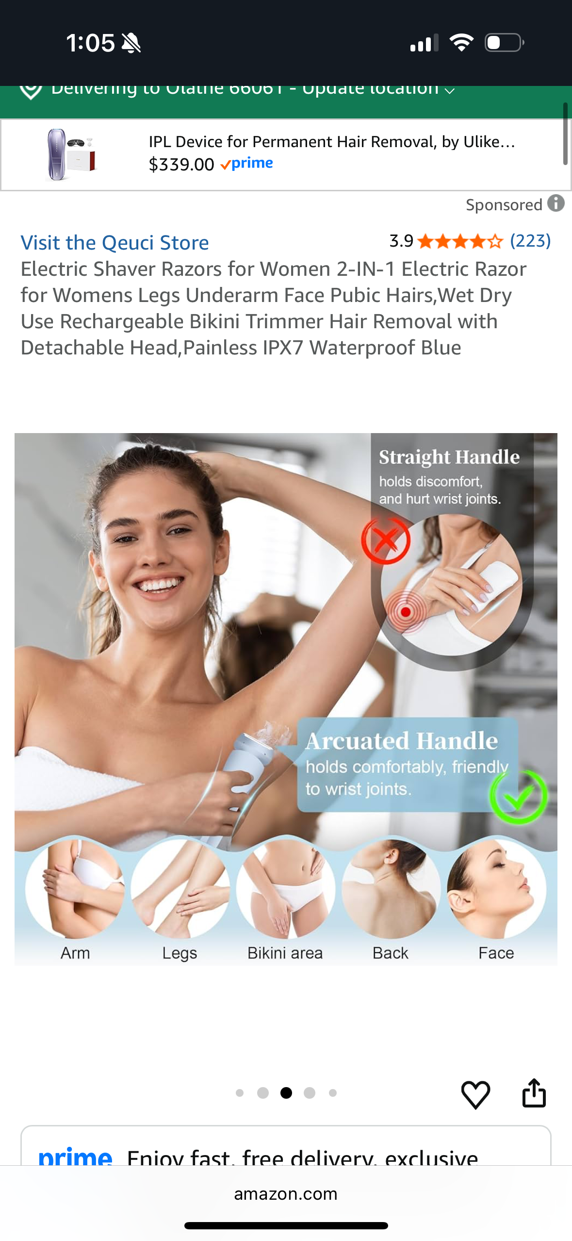 Electric Shaver Razors for Women 2-IN-1 Electric Razor for Womens Legs Underarm Face Pubic Hairs,Wet Dry Use Rechargeable Bikini Trimmer Hair Removal with Detachable Head,Painless IPX7 Waterproof Blue