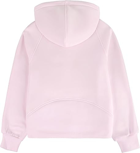 Girls Sweatshirt Half Zip Up Fleece Hoodies for Kids Pullover with Thumb Hole, Light Pink (Size 11-12 Years)