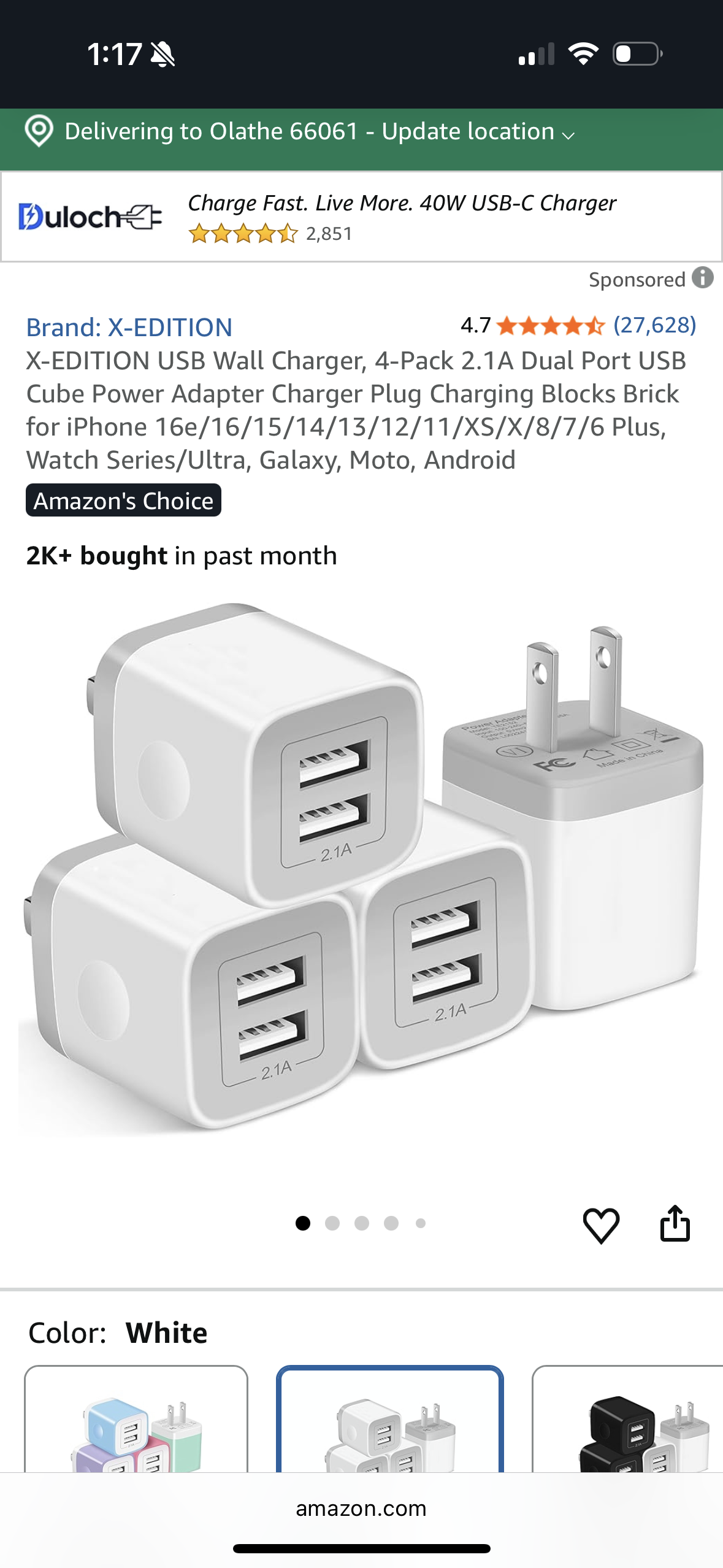 USB Cube Wall Charger, 2 Port Charging Box 4Pack 2.1A/5V Home Travel Plug USB Power Adapter Charging Station Base for iPhone 16e 16 15 14 13 12 11 Pro Max XR XS X 8 7 6 Plus, iPad, iPod,Samsung