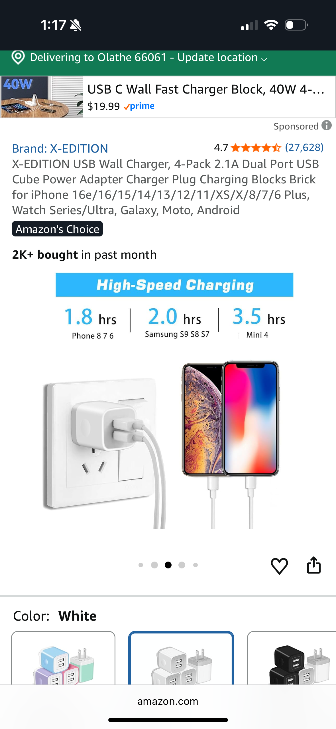 USB Cube Wall Charger, 2 Port Charging Box 4Pack 2.1A/5V Home Travel Plug USB Power Adapter Charging Station Base for iPhone 16e 16 15 14 13 12 11 Pro Max XR XS X 8 7 6 Plus, iPad, iPod,Samsung