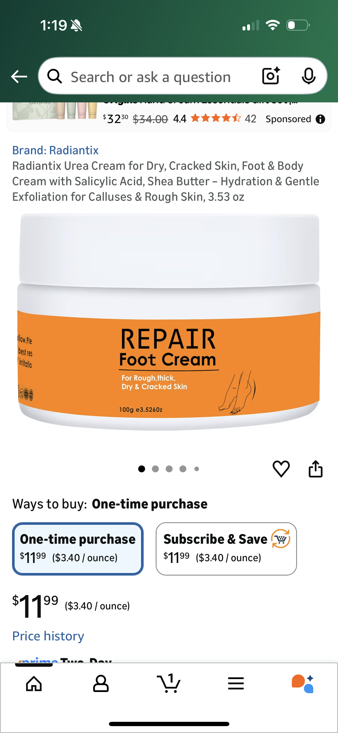 Radiantix Urea Cream for Dry, Cracked Skin, Foot & Body Cream with Salicylic Acid, Shea Butter – Hydration & Gentle Exfoliation for Calluses & Rough Skin, 3.53 oz