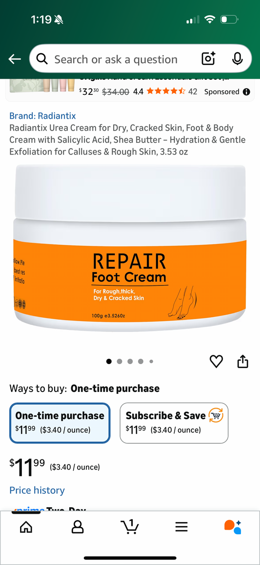Radiantix Urea Cream for Dry, Cracked Skin, Foot & Body Cream with Salicylic Acid, Shea Butter – Hydration & Gentle Exfoliation for Calluses & Rough Skin, 3.53 oz