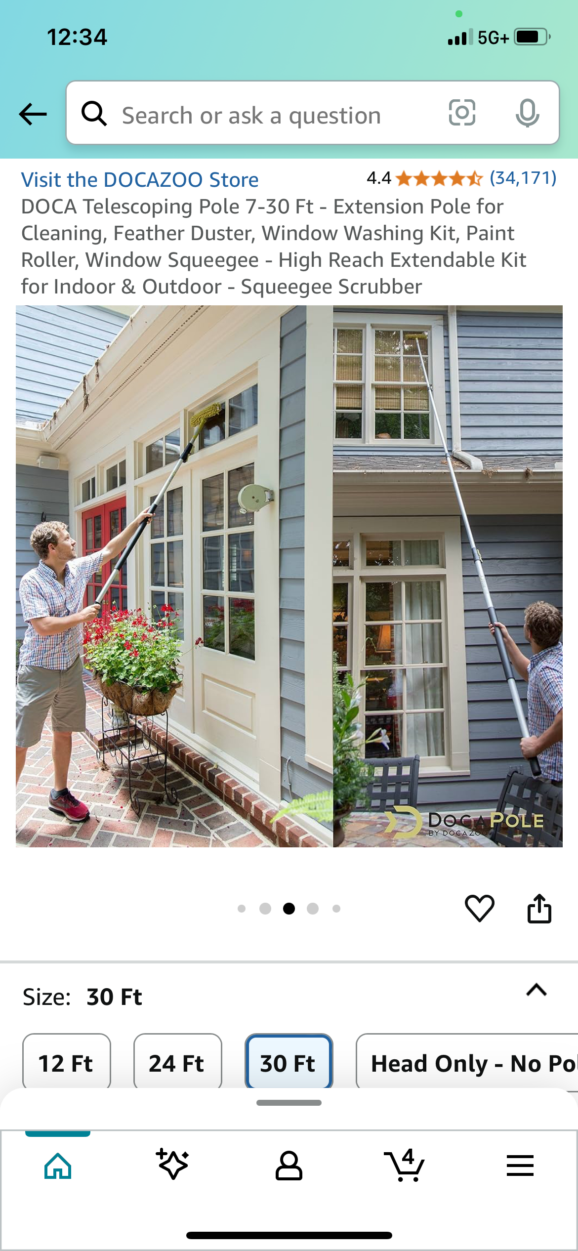 New - Doca Pole Telescoping Extendable With Squeegee Attachment (G685)