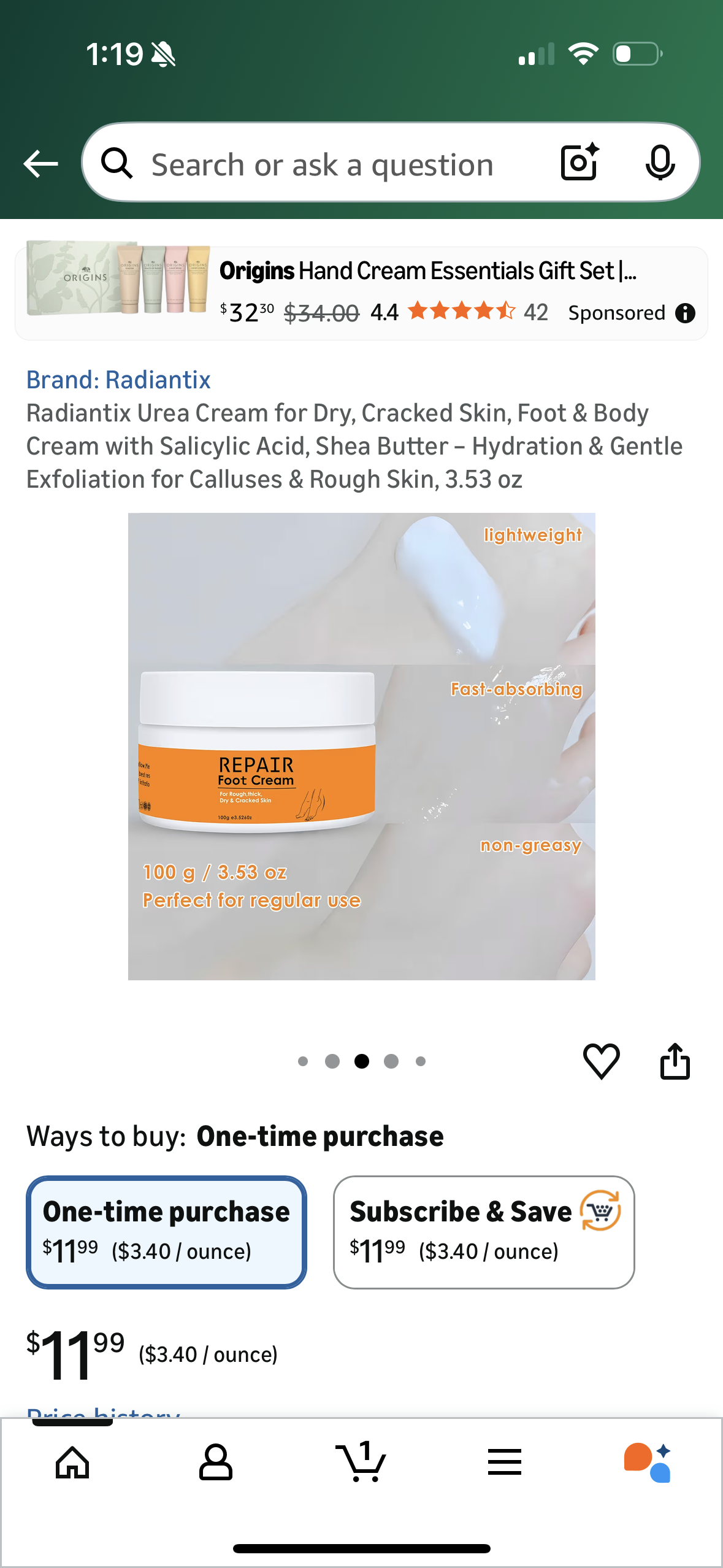 Radiantix Urea Cream for Dry, Cracked Skin, Foot & Body Cream with Salicylic Acid, Shea Butter – Hydration & Gentle Exfoliation for Calluses & Rough Skin, 3.53 oz