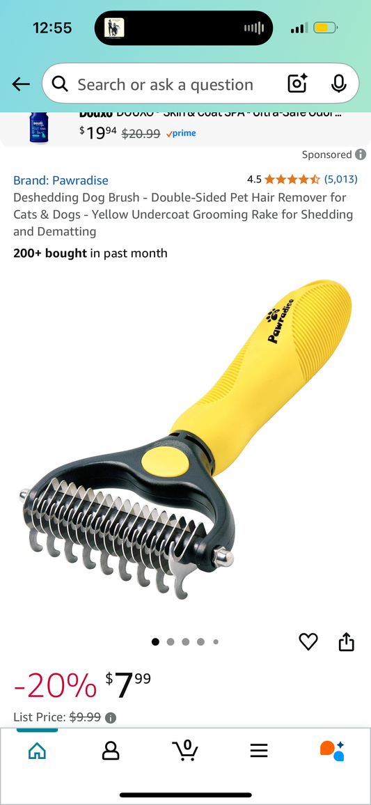 Deshedding Dog Brush - Double-Sided Pet Hair Remover for Cats & Dogs - Yellow Undercoat Grooming Rake for Shedding and Dematting