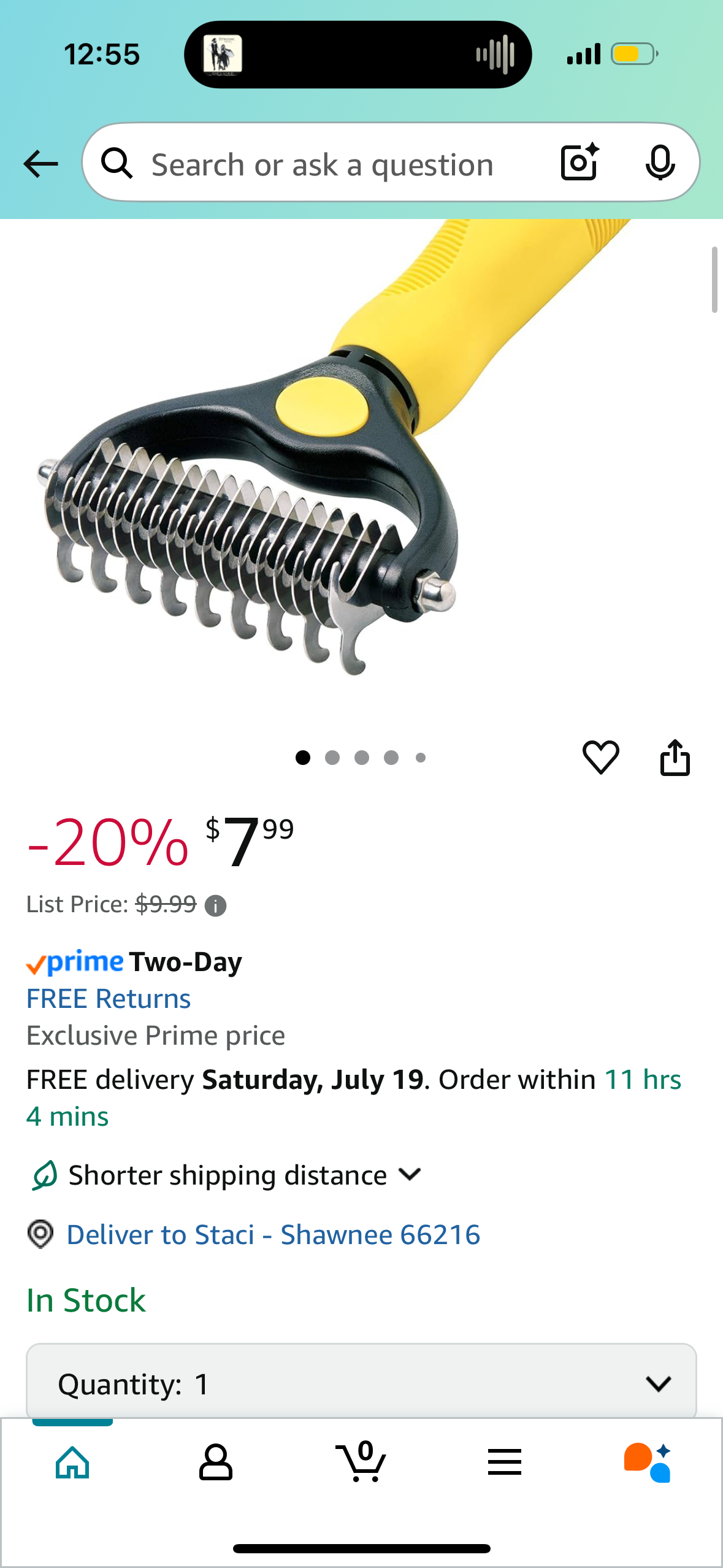 Deshedding Dog Brush - Double-Sided Pet Hair Remover for Cats & Dogs - Yellow Undercoat Grooming Rake for Shedding and Dematting