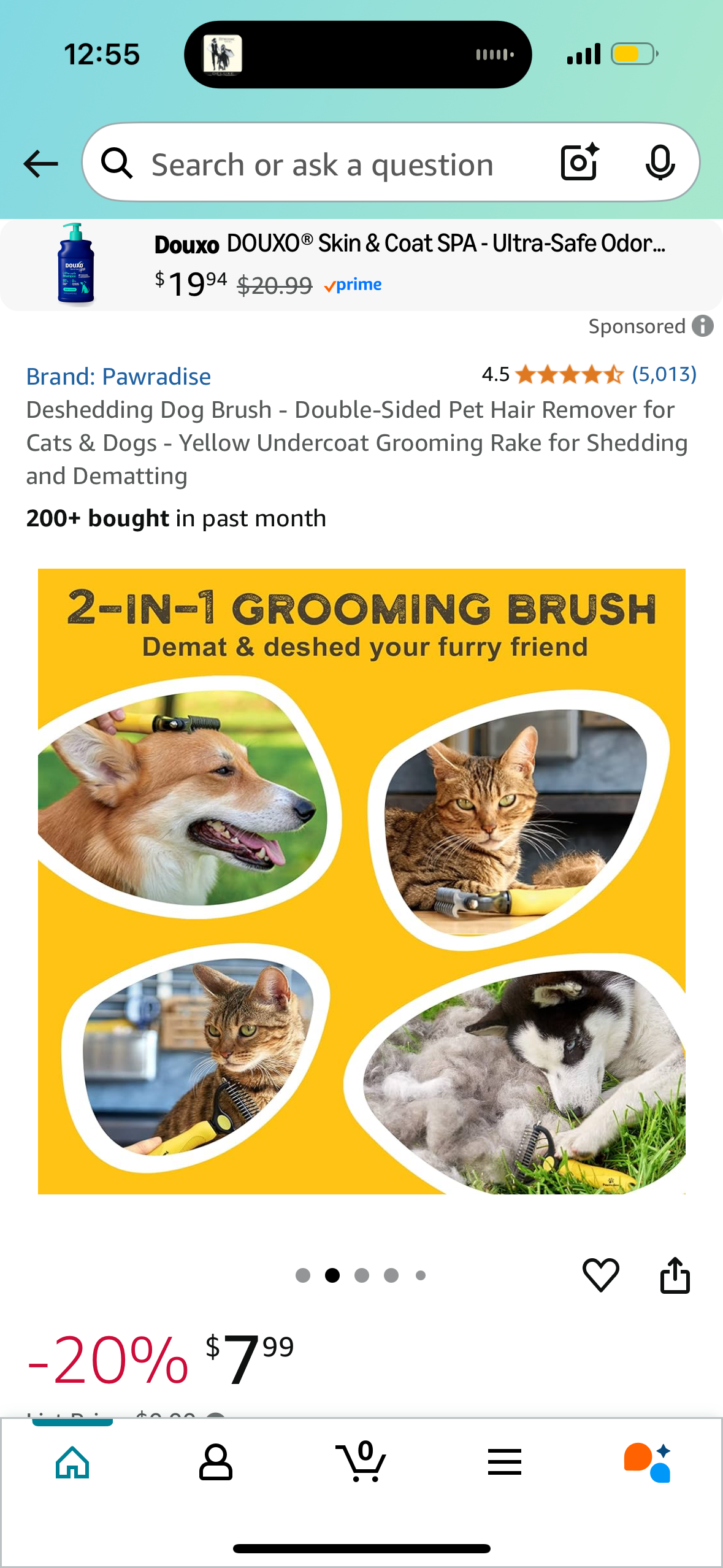 Deshedding Dog Brush - Double-Sided Pet Hair Remover for Cats & Dogs - Yellow Undercoat Grooming Rake for Shedding and Dematting